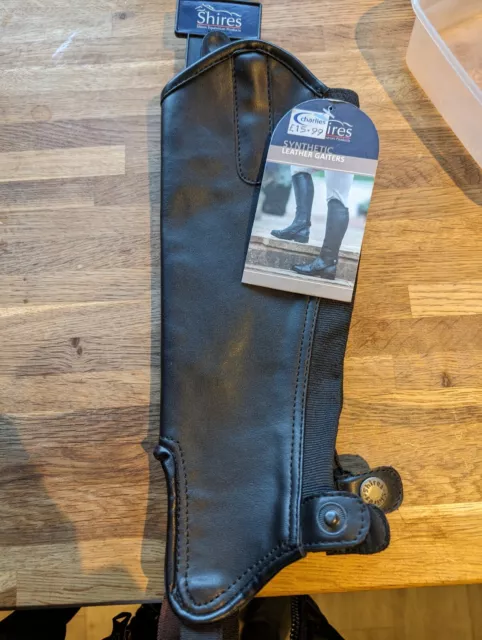 Shires Synthetic Leather Gaiters Childs Half Chaps