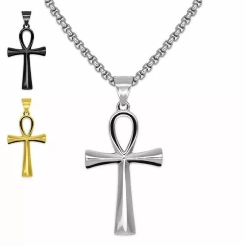 Colgante de Collar Cruz Crucifijo En 3 Colores Oro Plata Negro Con/sin Cadena