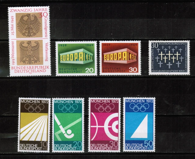 BRIEFMARKEN BRD 1969 20 Jahre Grundgesetz Europa Olympia 1972 Ab Michel briefmarken-brd-1969-20-jahre-grundgesetz-europa-olympia-1972-ab-michel
