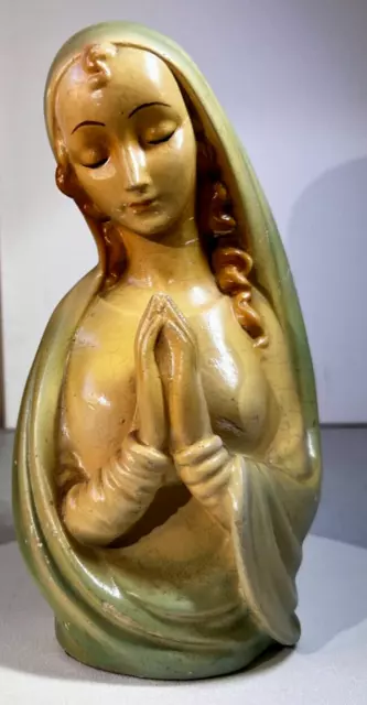 Vintage Chalkware Blessed Mother Virgin Mary Madonna Praying Statue 10" Beauty