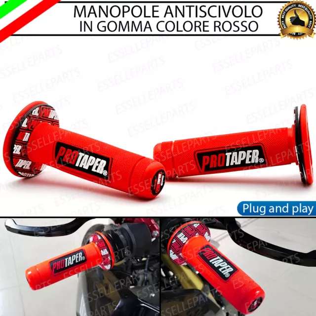 Manopole Manubrio Moto Cross Motocross Mini Bike Lem Rosso Gomma Antiscivolo