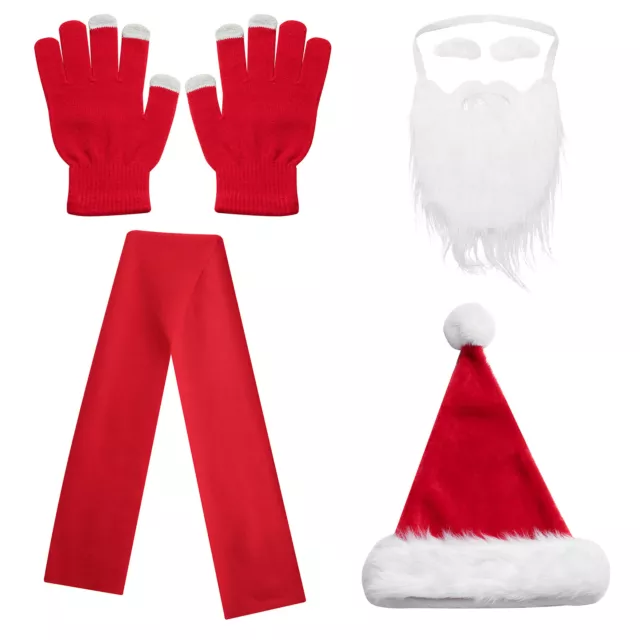 Children Xmas Costumes Red Santa Claus Hat Gift Christmas Decor Themed Beard