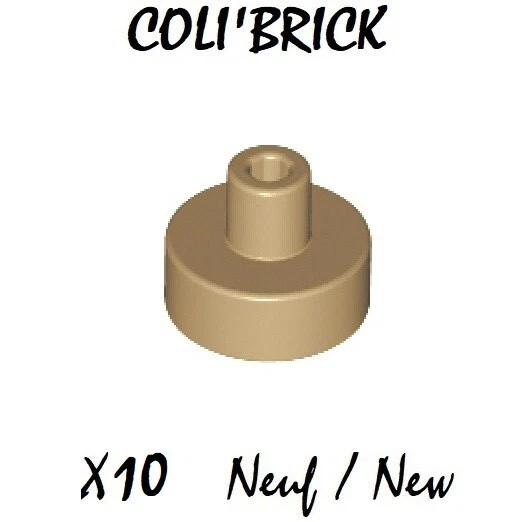 LEGO 20482 10x Tile round 1x1 with bar and pin holder Beige