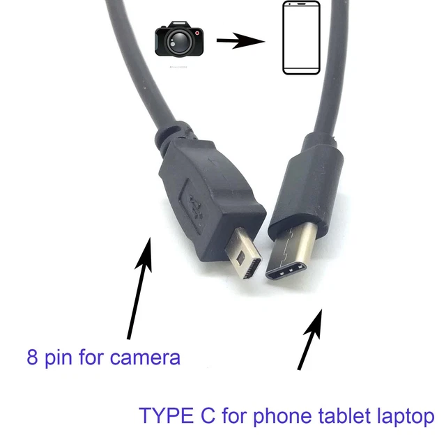 USB-C OTG CABLE FOR nikon CoolPix 2100-3200-4200-5200-7600-8800-L1-L4-L10