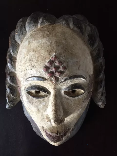 Ancien Masque Africain Blanc Pounou Punu Gabon Art Tribal Statuette Africaine