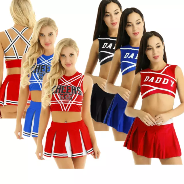 Women Adult High School Musical Cheerleader Costumes Dress Skirt Clothes Outfit