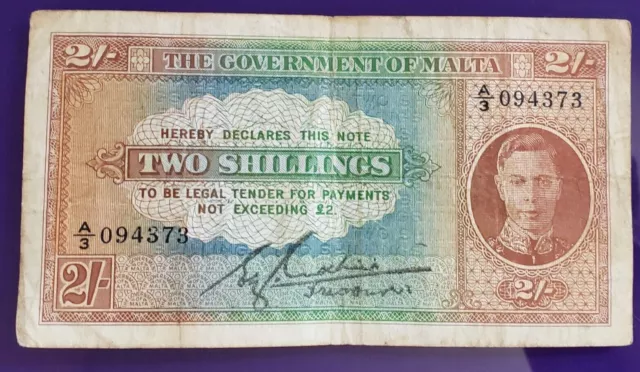 Malta • 1942 • Two Shillings • A/3 Series Bank Note