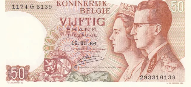Belgium banknote  50 francs  (1966) P-139 UNC