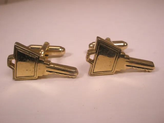 /Keys Gold Tone Vintage ANSON Cuff Links lock smith
