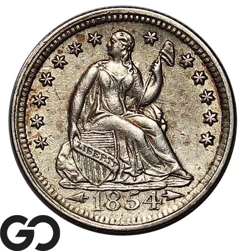 1854 Seated Liberty Half Dime, Choice Uncirculated++