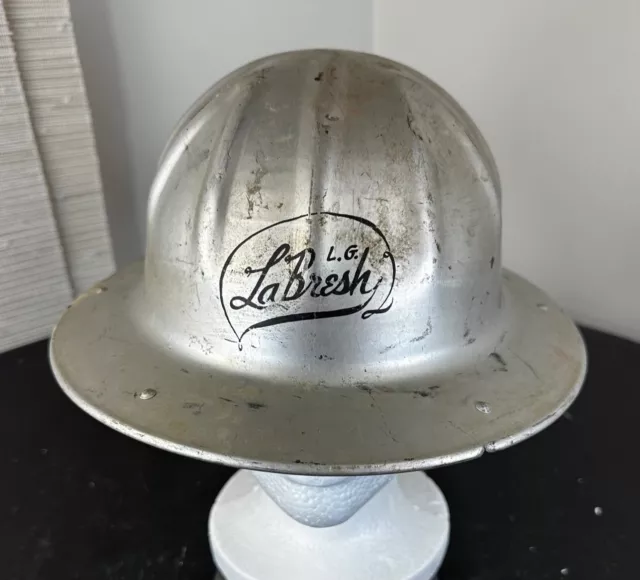Vintage B.F. McDonald Co Los Angeles Aluminum Hard Hat La Bresh L.G.
