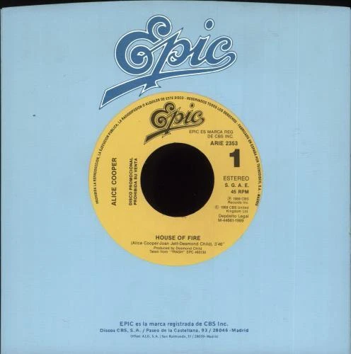 House Of Fire Alice Cooper SPA 7" vinyl single record promo
