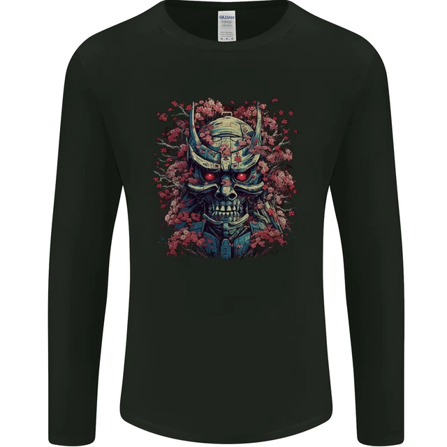 Samurai Oni Mask Bushido Ronin MMA Mens Long Sleeve T-Shirt