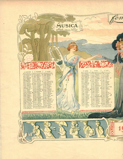 Publicité Ancienne Calendrier 1904 - Page Double Magazine - 50x32 Cm, France