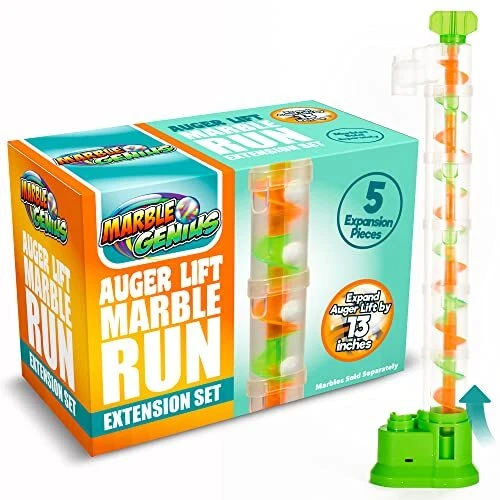 Auger Lift: Expandable Marble Run Accessory Set, Automatically Elevates Marbl...