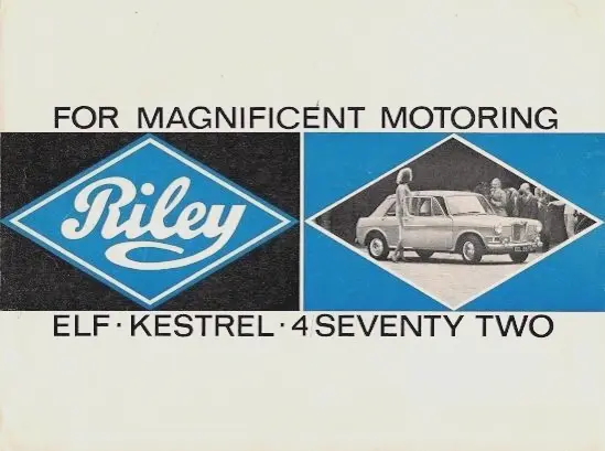 Riley Range 1966-67 UK Market Foldout Brochure Elf Kestrel 4/Seventy-Two 4/72