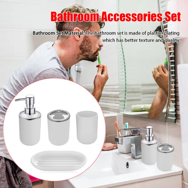 4pcs Hotel Soap Dish Tumbler Gift Bathroom Accessories Set Toothbrush Holder