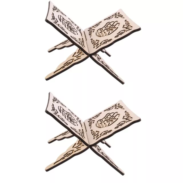 2pcs Holz Muslim Buchhalter Rihal Display Rack Weiß