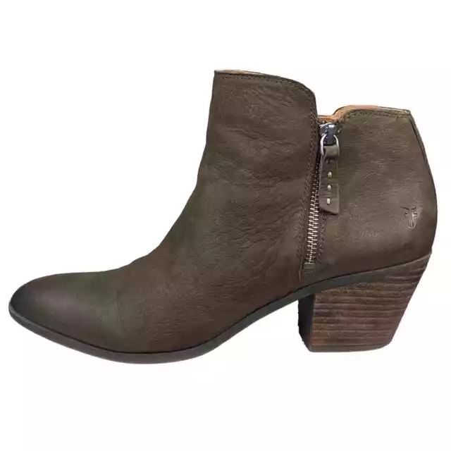 FRYE WOMEN'S JUDITH Brown Leather Side Zip Ankle Boots Size US 9 $59.00 ...