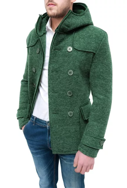 Cappotto giacca uomo Diamond casual verde invernale doppio petto slim fit
