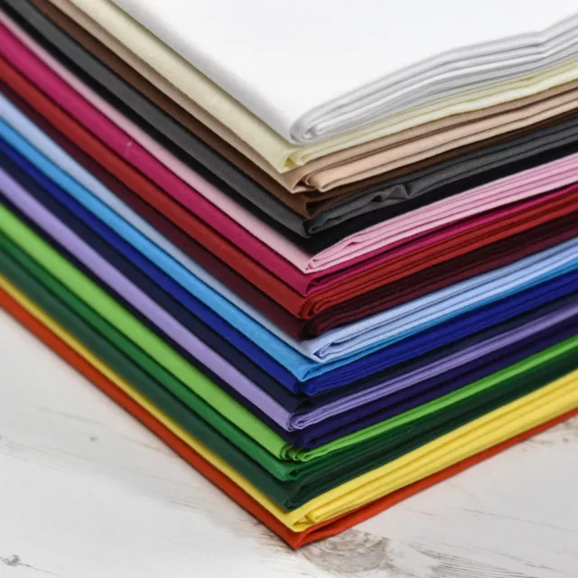 EXTRA WIDE 100% Cotton Sheeting Fabric Plain Solid Colours 30+ Colours