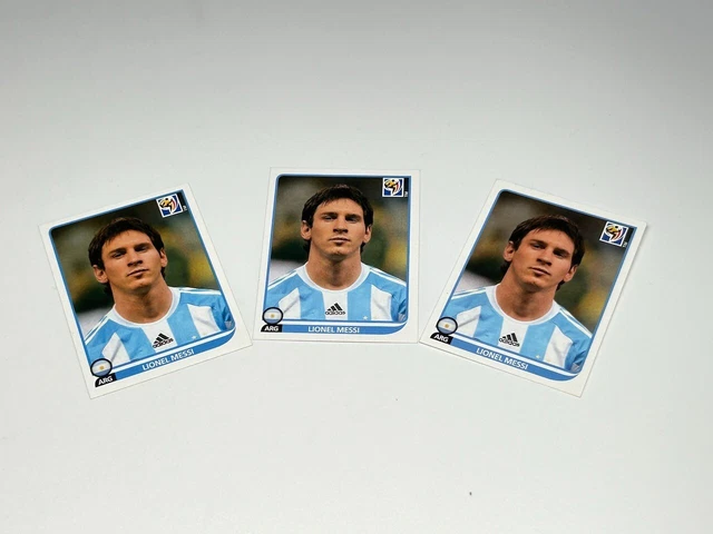 3 x Lionel Messi Panini South Africa 2010 Unused Stickers No.122