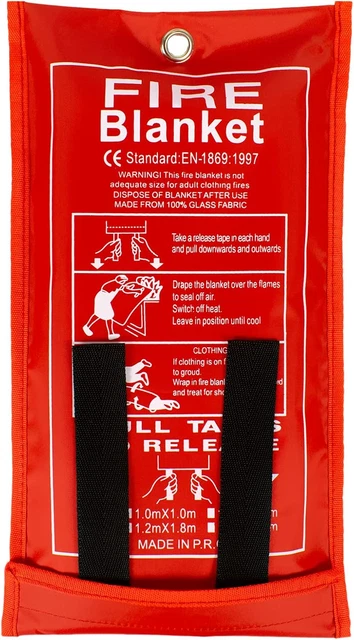 Coperta Antincendio In Fibra Di Vetro 1x1 M – Kit Da 2 Per Cucina, Campeggio E Ufficio, Resistente A 550°C