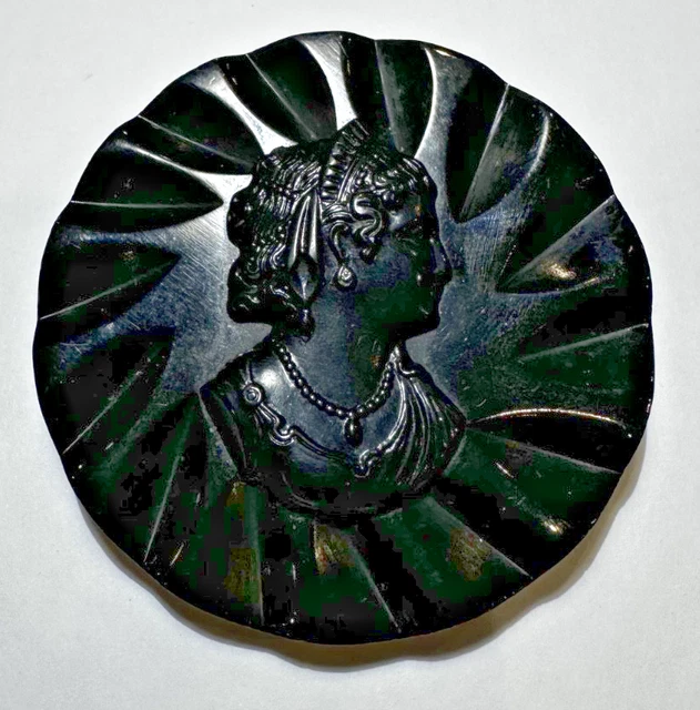 Broche De Deuil Ancienne En Bakélite Noire - Étoile Pavée De Jais Français, Vintage, Occasion