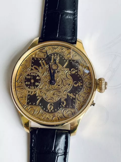 Vintage 1877`s New Cased Engraved 14K Gold Plated Face Swiss Men movement Watch