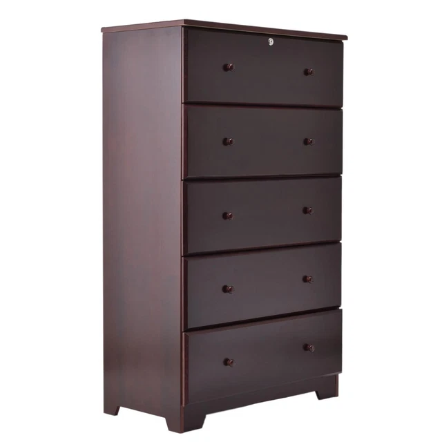 Better Home Products Isabela Chest Dresser In Mahogany Finish PineChest-5D-Mah
