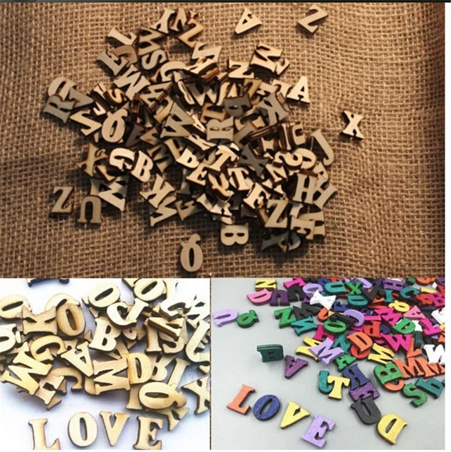 100X Letters Wooden Alphabet Embellishment Scrapbooking Cardmaking Craft_tu