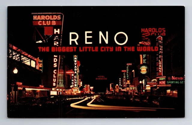 Virginia Street Reno Nevada Vintage Postcard Circa 1955 Smallest City Big City