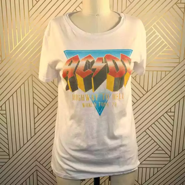 NWT Chaser AC/DC Highway To Hell World Tour '78 Tee Shirt White Size S