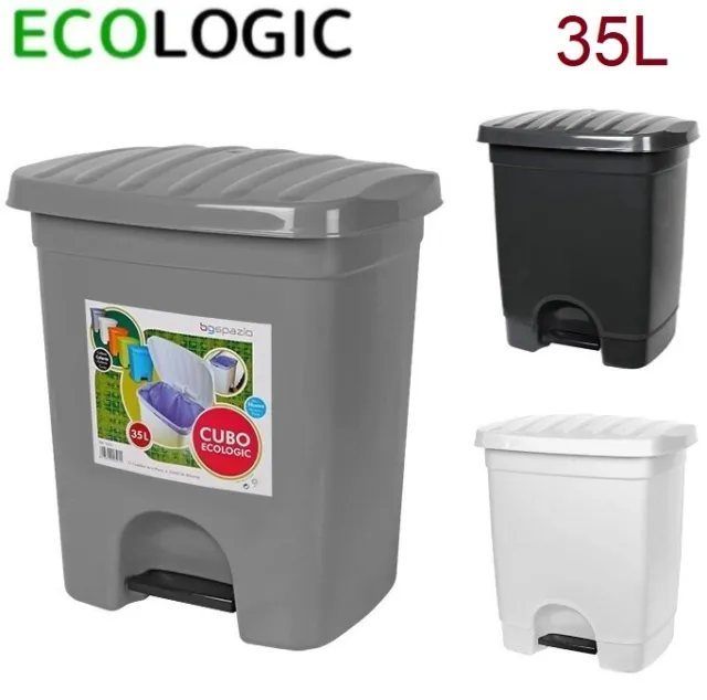 Cubo de basura papelera con pedal 35L Litros ecologic 3 colores