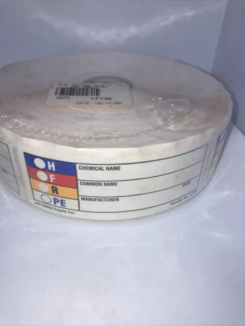 Lab Safety Supply HMIG HAZ Write On Labels 500/roll 3" x 1" Sealed UT