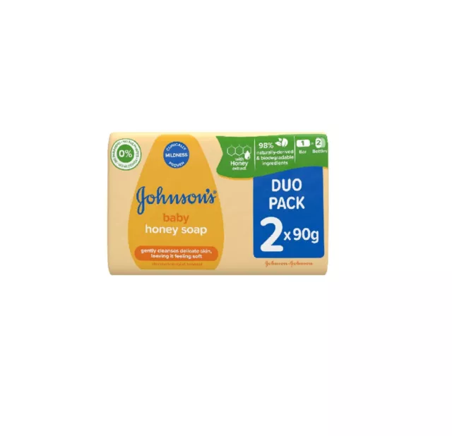 1 x JOHNSONS BABY HONEY SOAP DUO PACK (2x90g)