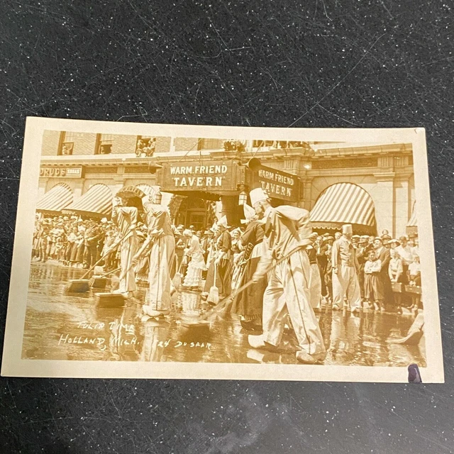Holland Michigan RPPC Tulip Time Dutch Parade Real Photo Postcard 1930s Vintage 2