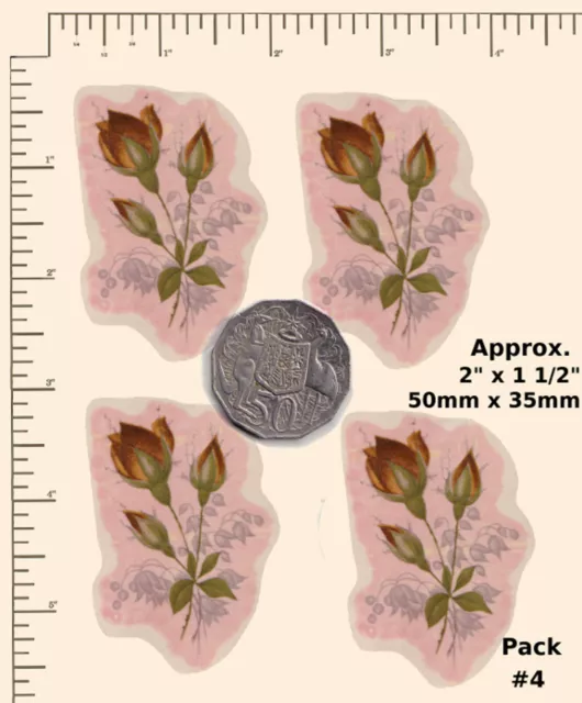 Ceramic decals SMALL PINK / RED  ROSES / BUDS  Flowers Floral WATERSLIDE R21a 2