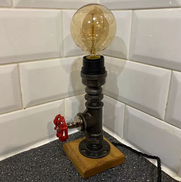 Industrial Lamp, Upcycled Steampunk, Edison Globe Bulb, Bedside / Table Lamp