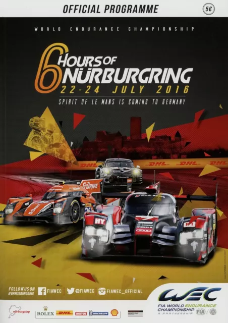 6h Nürburgring 2016 7/16 Rennprogramm Programmheft Rennen Official Programme