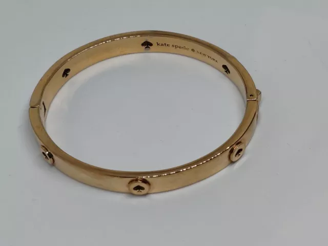 Kate Spade Rose Gold Studded Spot the Spade Hinged Bangle Bracelet Rare