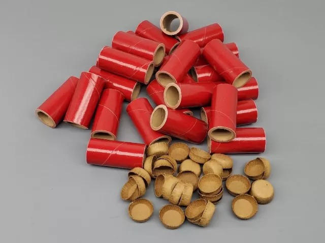 25pc  M80 Fireworks Gloss Red Pyro Tubes and End Plugs  9/16" x 1-1/2" x 1/16"