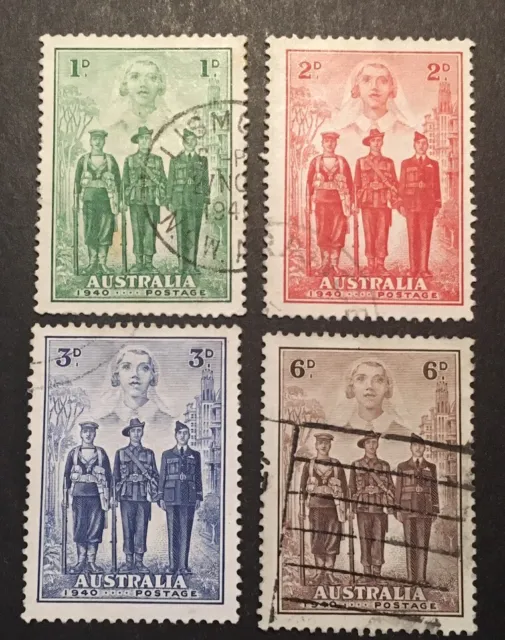 Australia "Imperial Forces" 1940 VFU FULL Set x4 Stamps (SG 196 to 199) LH