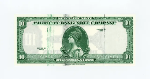 American Bank Note Company "10" Denomination 1929 Specimen CU