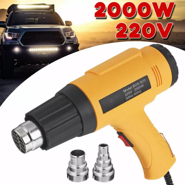 2000W Hot Air Heat Gun Adjustable Heating Electric Tool + Nozzle Power Heater