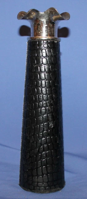 Vintage Metal Candle Holder Candlestick With Leather Cover