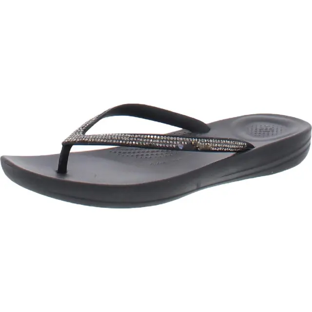 Fitflop Womens Iqushion Sparkle Black Flip-Flops Shoes 6 Medium (B,M) BHFO 6364