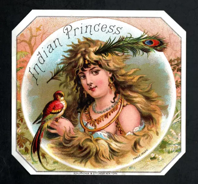 SCARCE 1890s CIGAR LABEL - INDIAN PRINCESS - Mark Rucker Collection