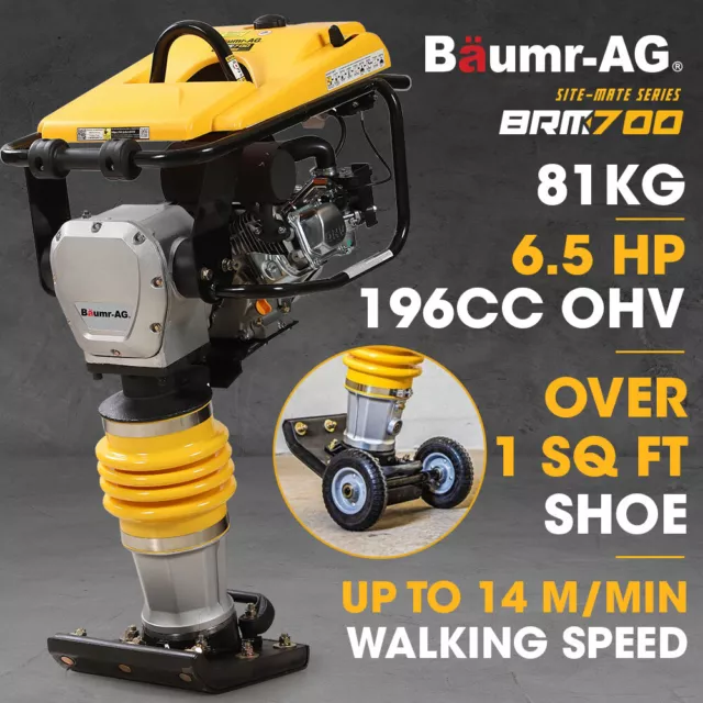 BAUMR-AG 77KG 285 x 345mm Tamping Rammer 10kN 6.5hp Petrol Soil Gravel Compactor