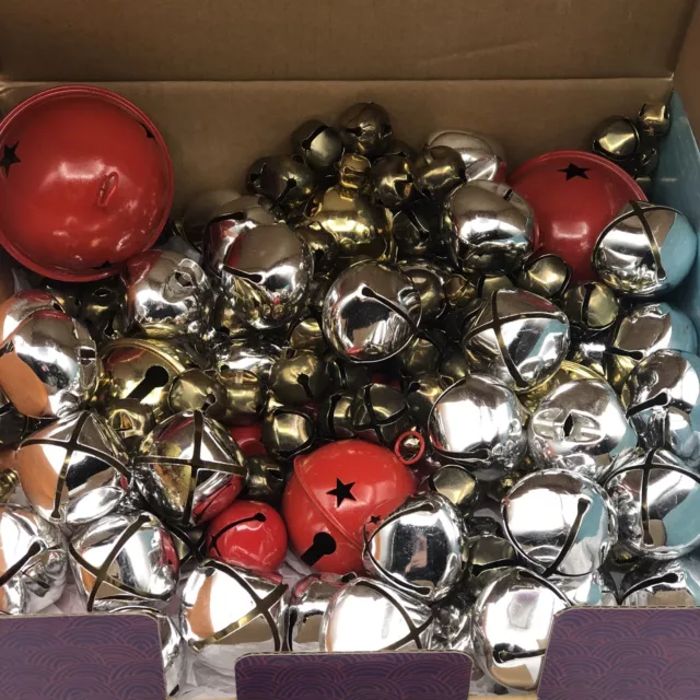 Holiday Craft Bells Mixed Lot of 134 Multicolored Multisized Bells